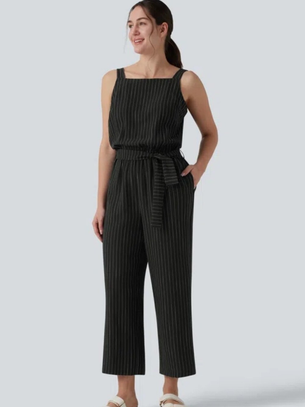Halara Square Neck Belted  Jumpsuit with Pockets-Easy Peezy NWT